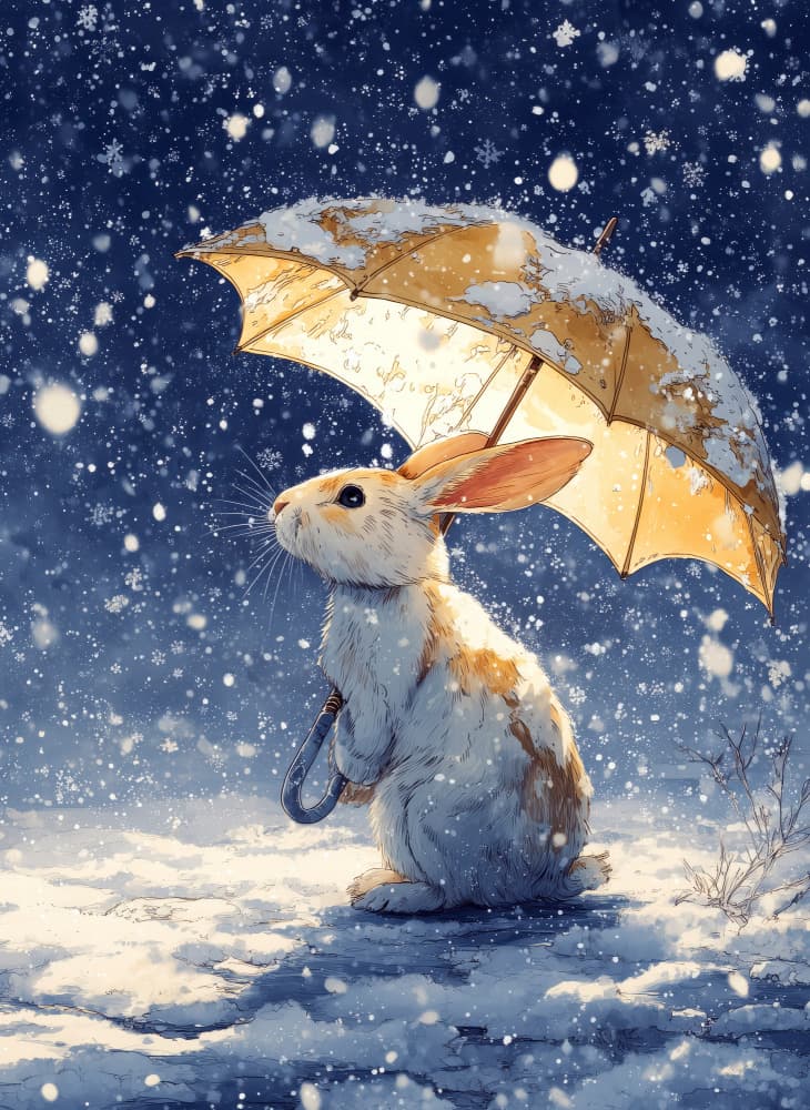 Winter Animal Rabbit 8 by Justyna Jaszke — canvas wall art