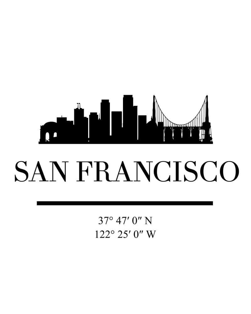 San Francisco Skyline Coordinates by Emiliano Deificus — canvas wall art