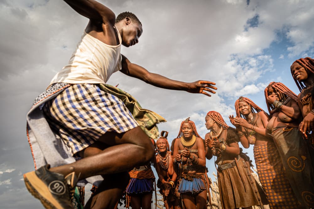 Himba Celebration Dance by Rudy Mareel — canvas wall art