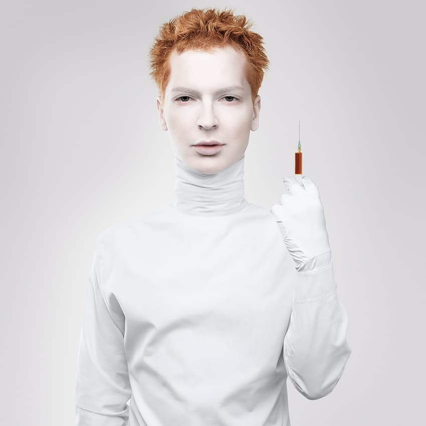 White Lab Syringe by Vladimir Katiev — canvas wall art