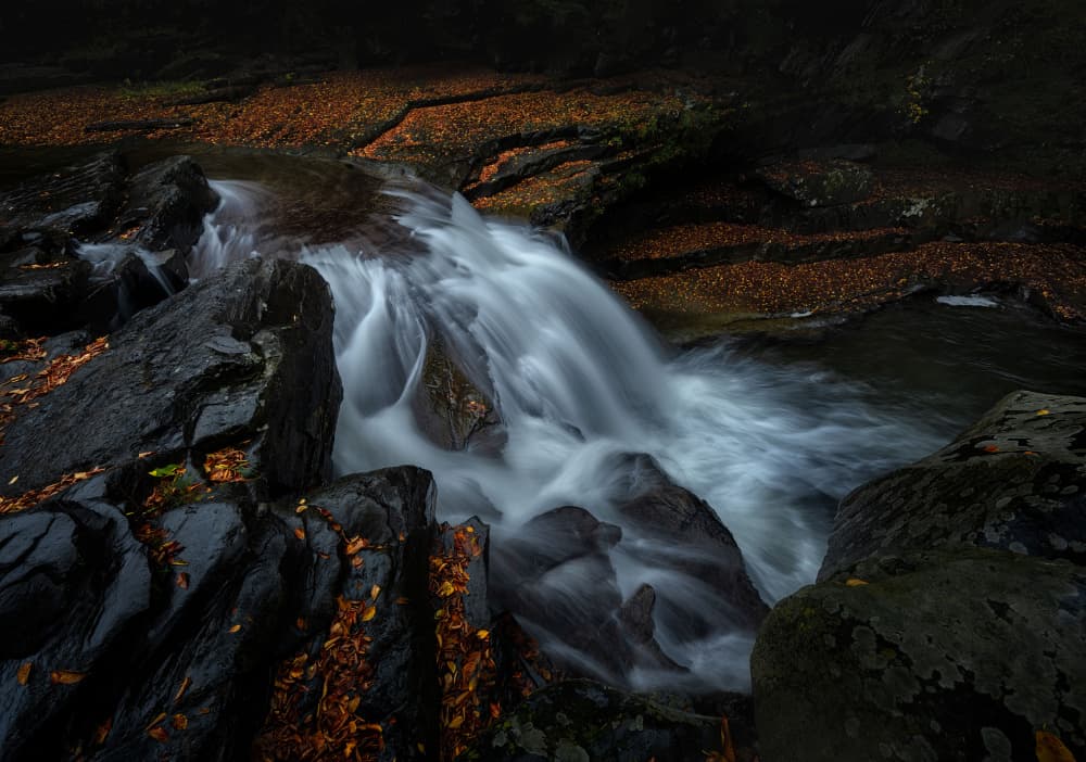 Autumn Waterfall Cascade by Larry Deng APA — canvas wall art