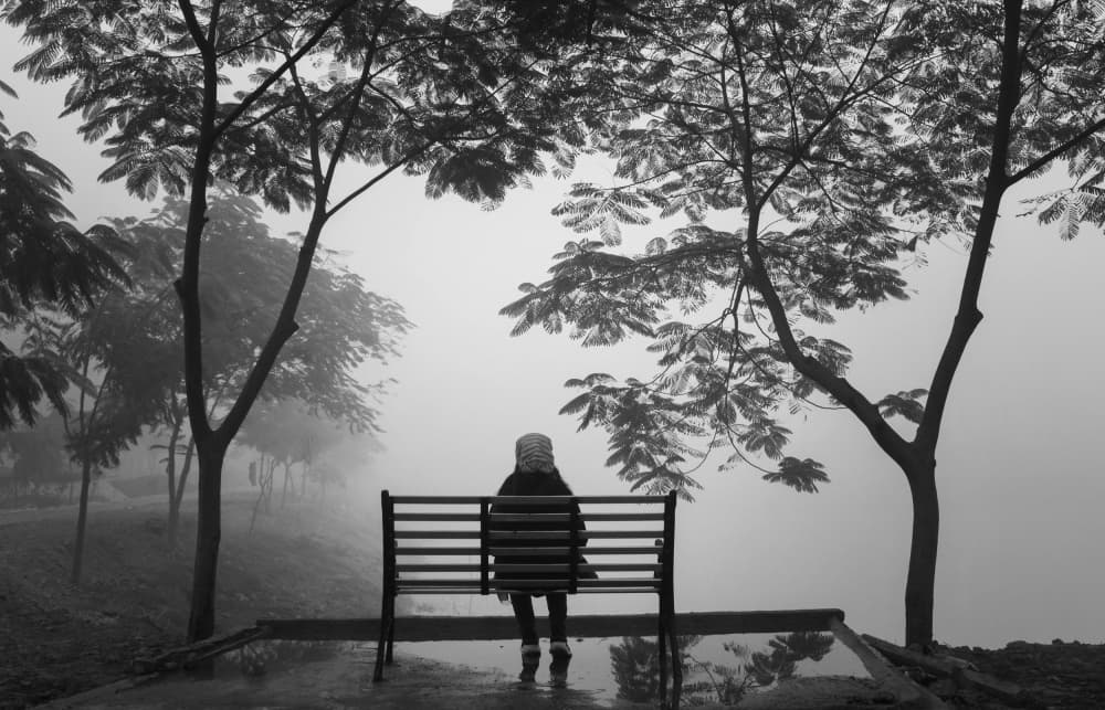 Solitary Figure In Mist by Raju Khan — canvas wall art
