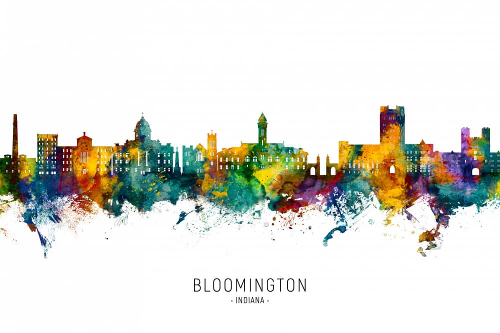 Bloomington Indiana Skyline by Michael Tompsett — canvas wall art