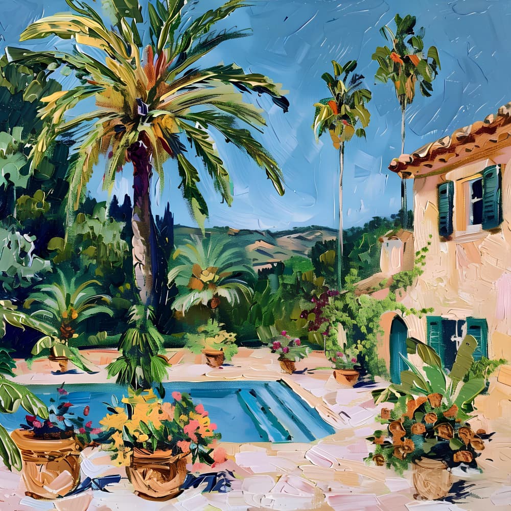Mediterranean Poolside Villa by Avanesova Elena — canvas wall art