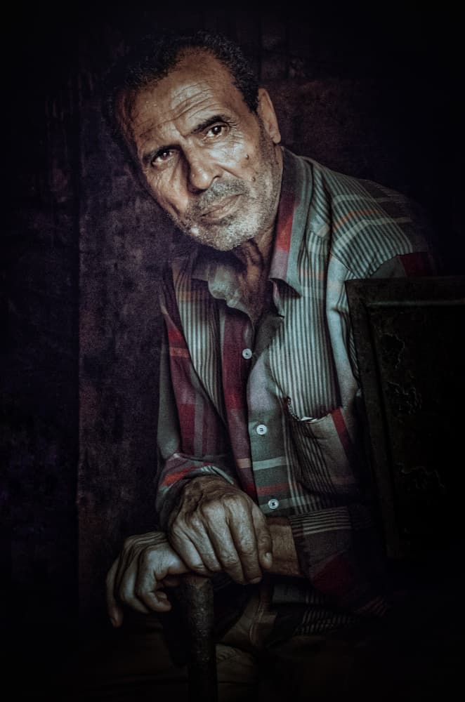 Pensive Elder Man by Yasmin Elsharma — canvas wall art