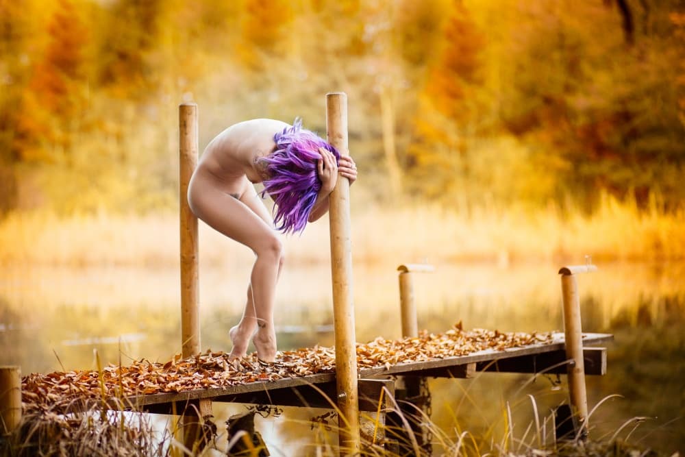Purple Hair Autumn Nude by Bruno Birkhofer — canvas wall art