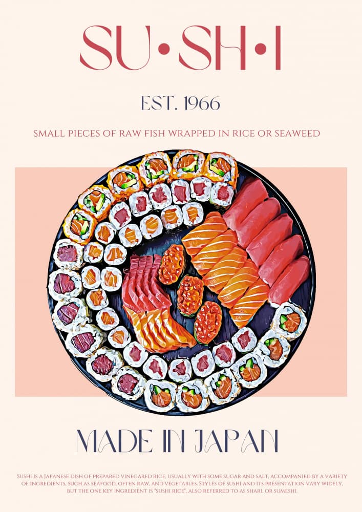 Japanese Sushi Platter by Nazma Khokhar — canvas wall art