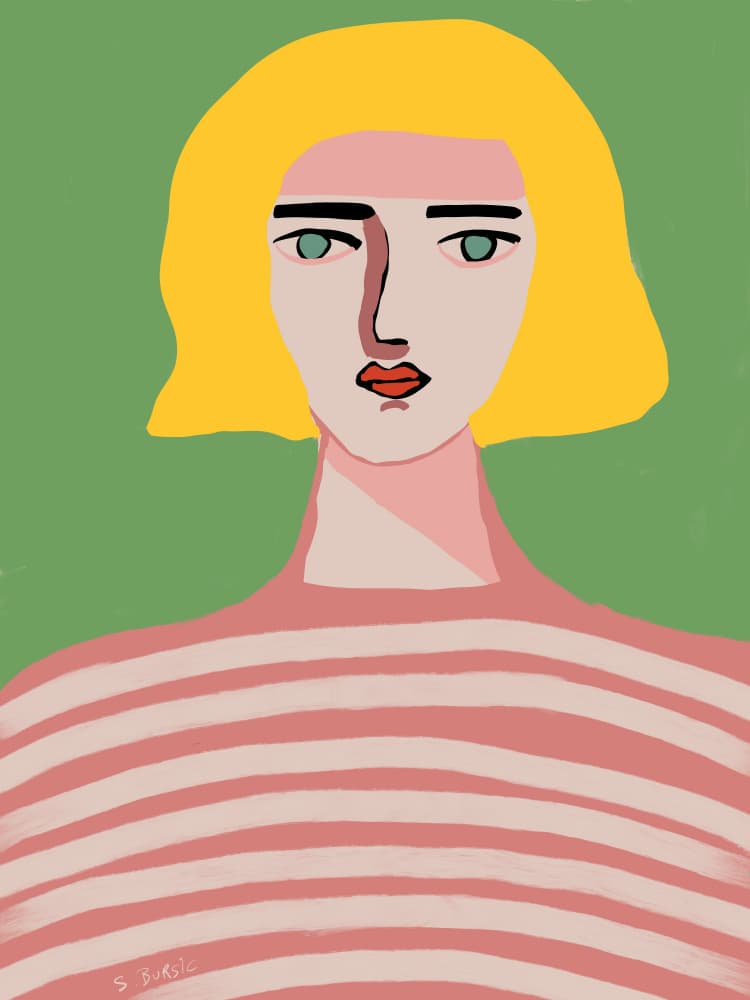 Blonde Striped Portrait by Sharyn Bursic — canvas wall art