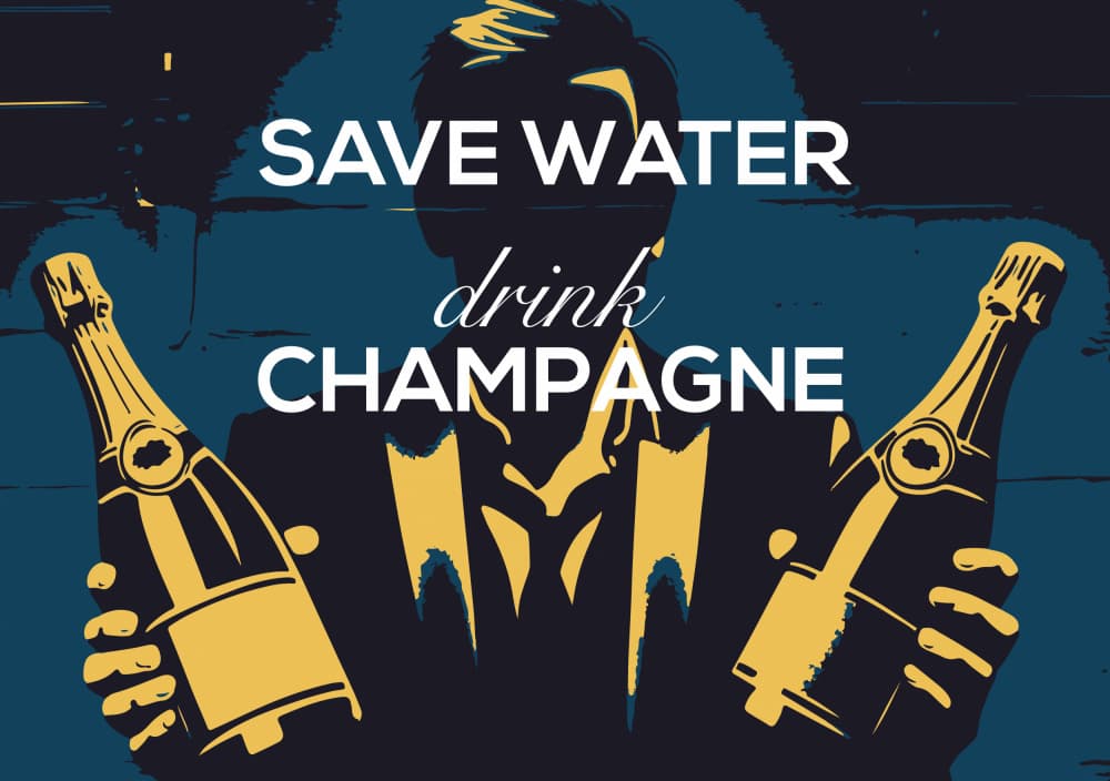 Save Water Drink Champagne by Andreas Magnusson — canvas wall art