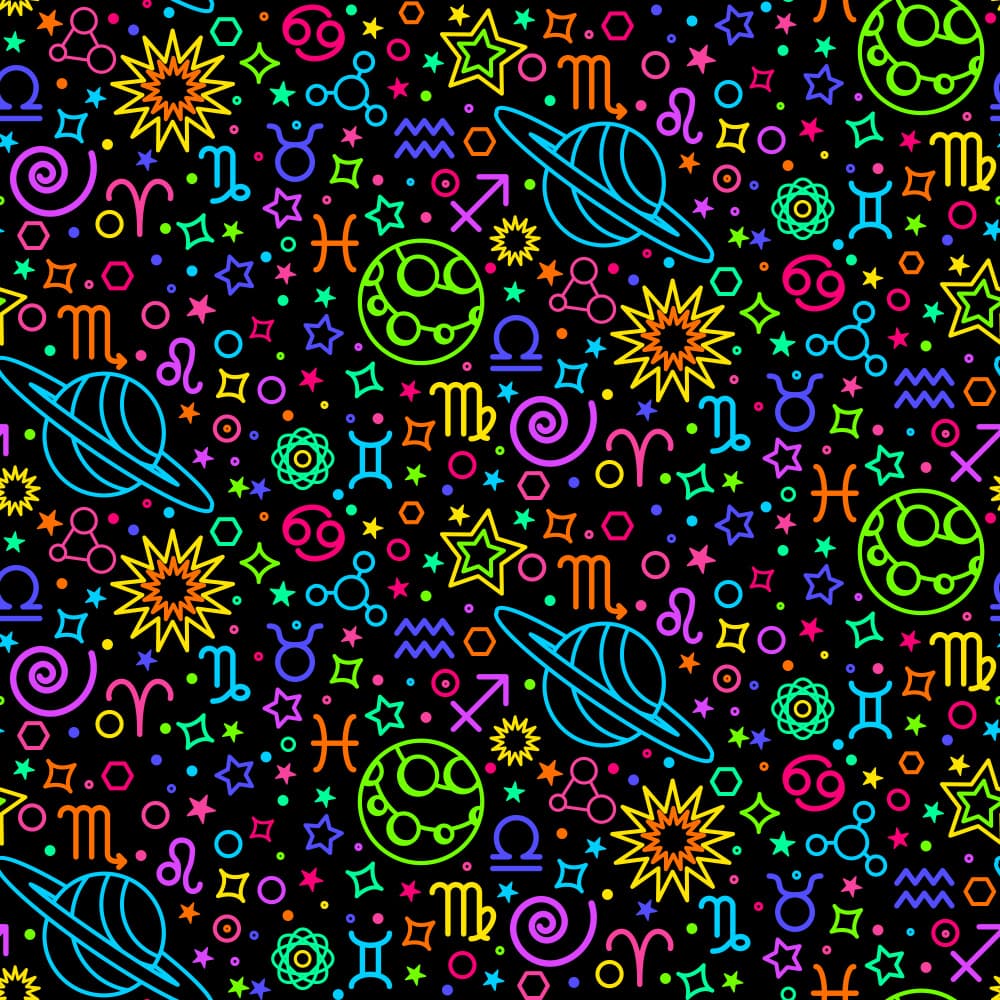 Vibrant Cosmic Zodiac by Marika Barsrsind — canvas wall art