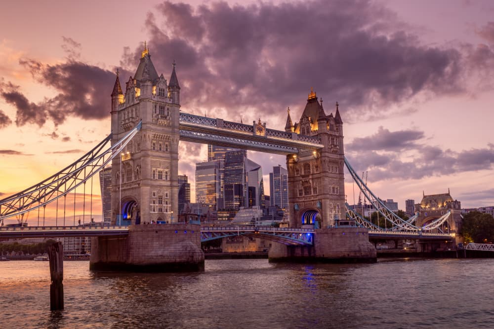 Tower Bridge Sunset Glow by Gustavo Costa — canvas wall art