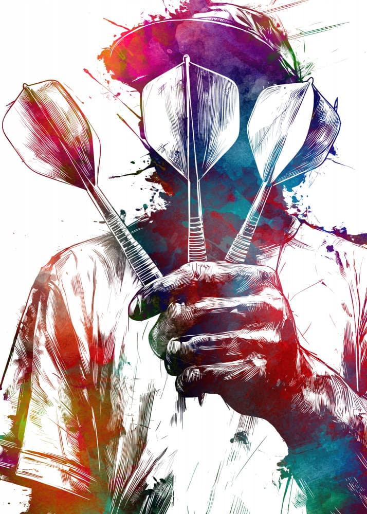 Vibrant Darts Player by Justyna Jaszke — canvas wall art