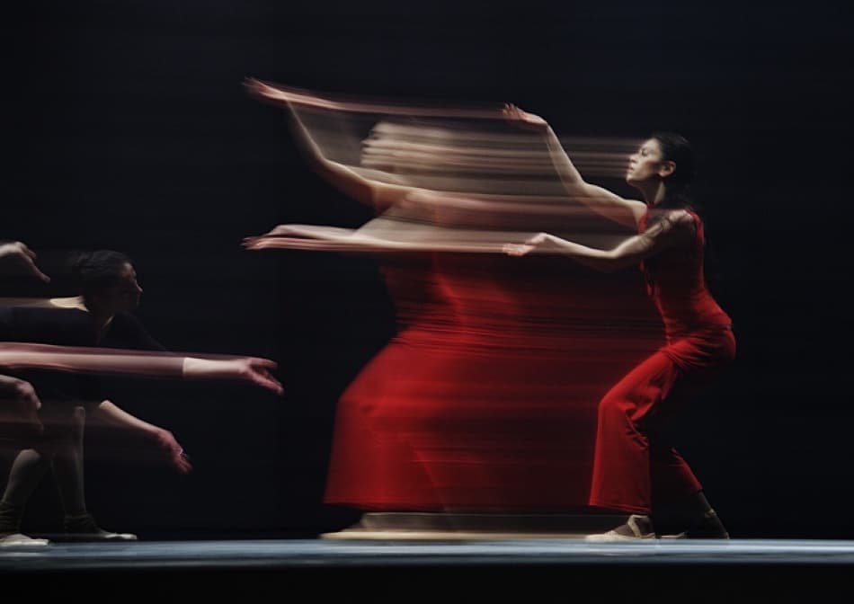 Red Dancer in Motion by Suren Manvelyan — canvas wall art