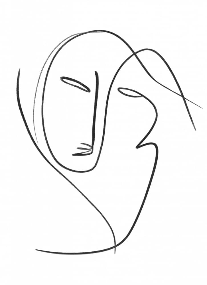 Connected Line Faces by The Printable Studio — canvas wall art
