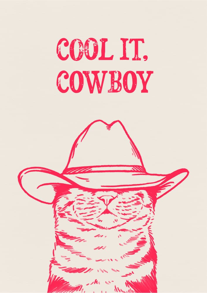Cool It Cowboy Cat by Tara Royle — canvas wall art