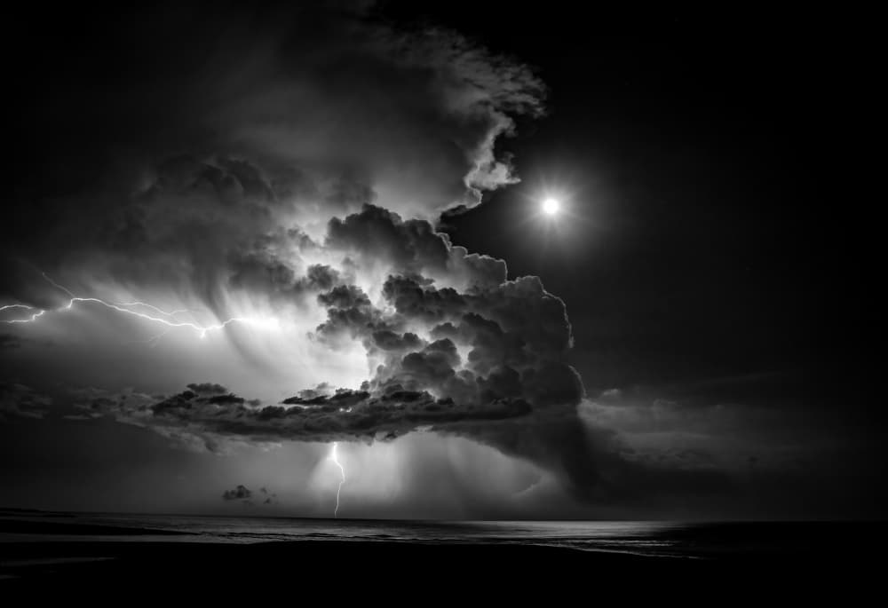 Lightning Over Dark Ocean by Takafumi Yamashita — canvas wall art