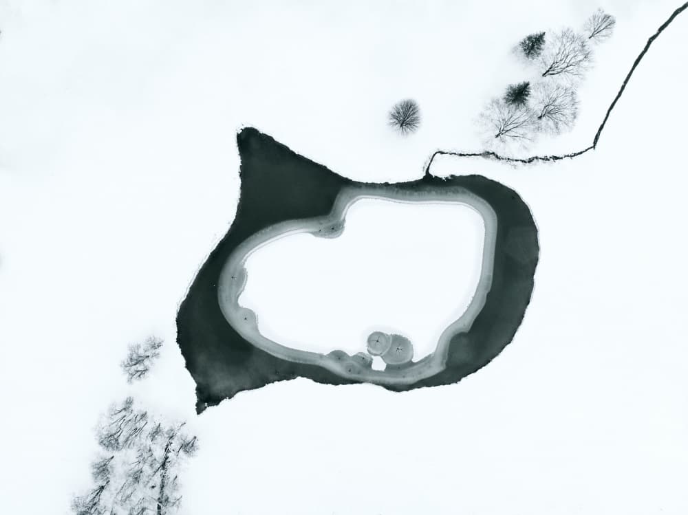 Frozen Lake Landscape by Ling  Lu — canvas wall art