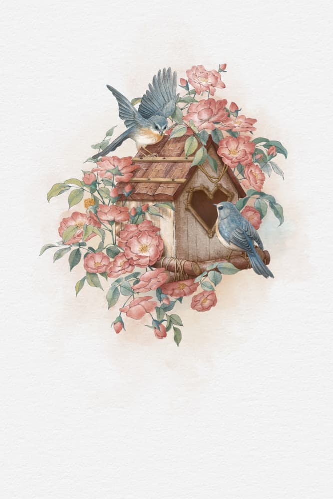 Sweet Birds and Rose Garden by Xuan Thai — canvas wall art