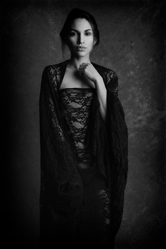 Mysterious Lace Woman by Joan Gil Raga — canvas wall art