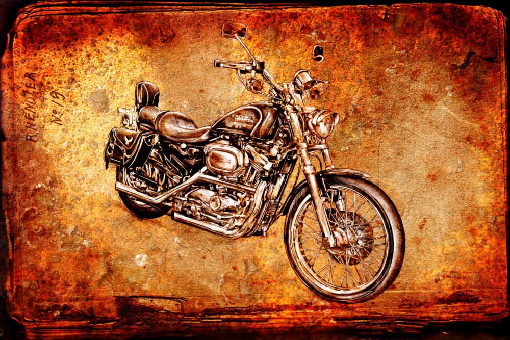 Vintage Motorcycle Drawing by Rafal Kulik — canvas wall art