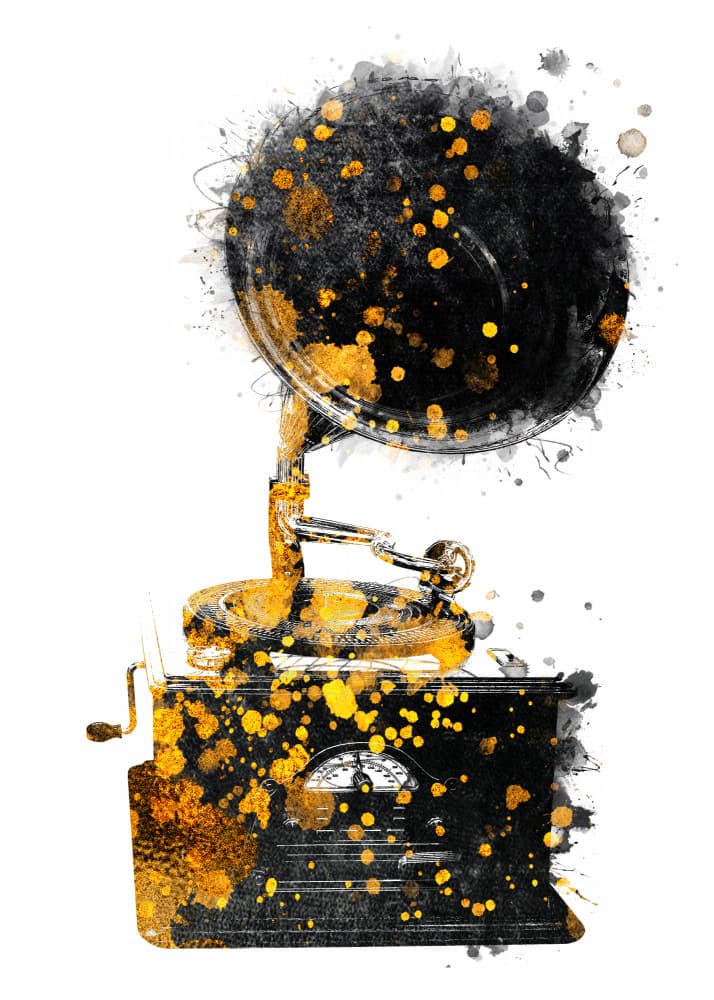 Golden Gramophone Art by Justyna Jaszke — canvas wall art
