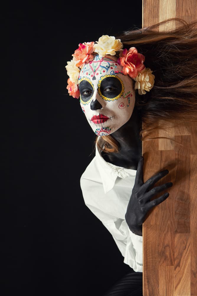 Sugar Skull Floral Portrait by Mihai Bogdan R — canvas wall art