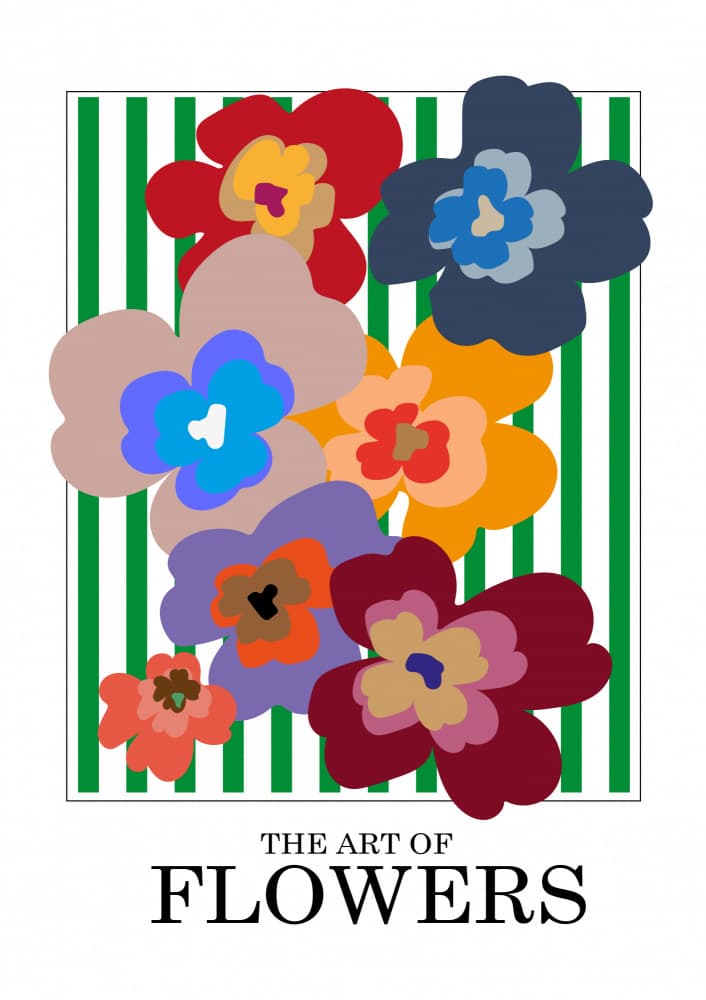 Colorful Striped Flowers by Frances Collett — canvas wall art