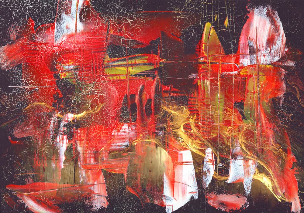 Vibrant Red Gold by Rafal Kulik — canvas wall art