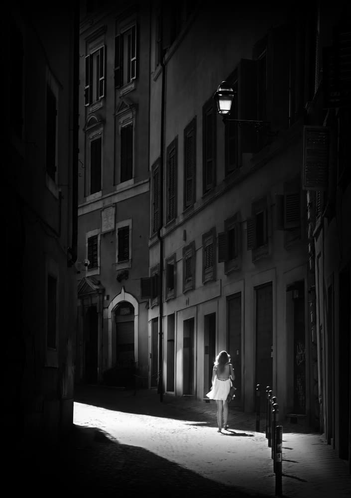 Woman In Street Light by Annette Guo — canvas wall art