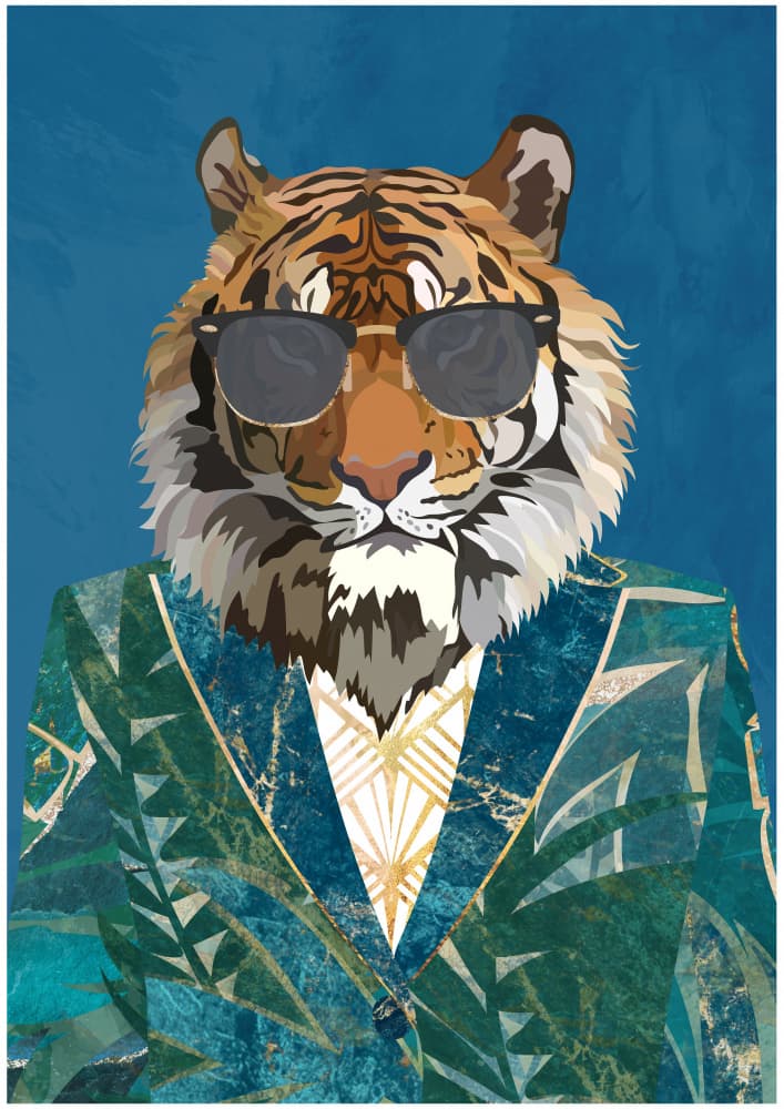 Dapper Tiger in Suit by Sarah Manovski — canvas wall art