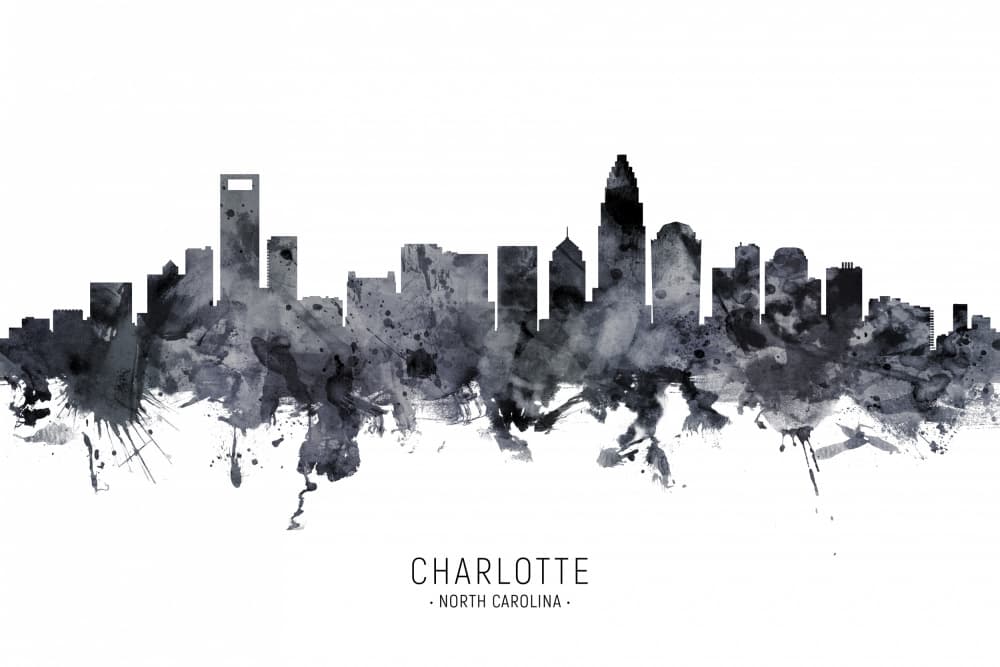 Charlotte North Carolina Skyline by Michael Tompsett — canvas wall art