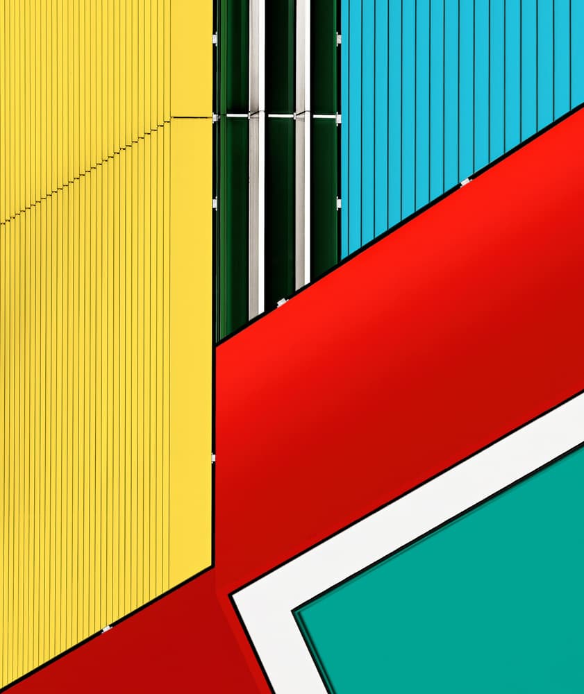 Colorful Geometric Facade by Tomasz Buczkowski ( Tomush ) — canvas wall art