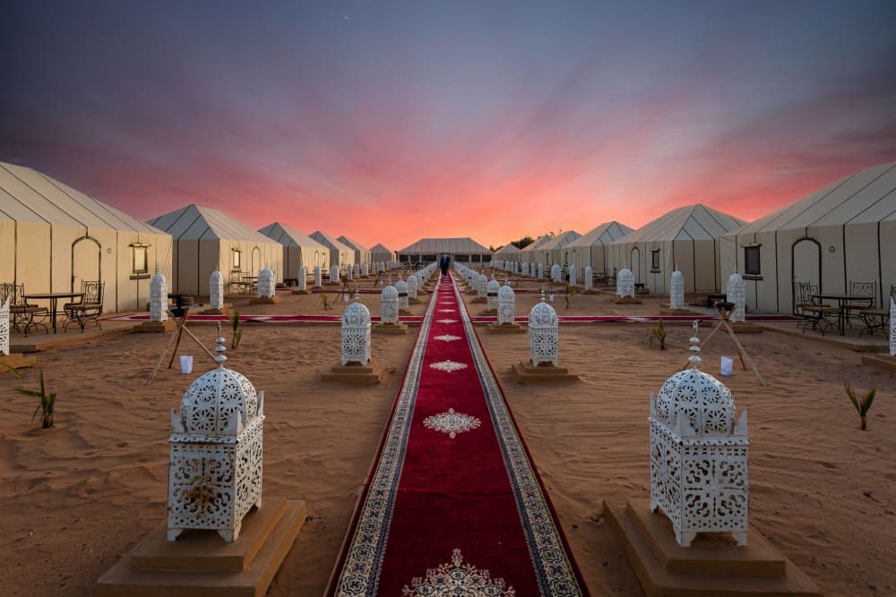 Elegant Desert Camp Sunset by Fernando Piçarra — canvas wall art