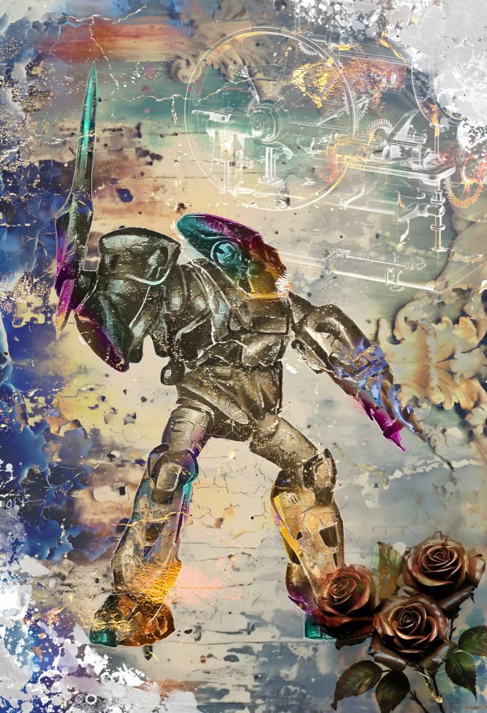 Robot Warrior Roses by Rafal Kulik — canvas wall art