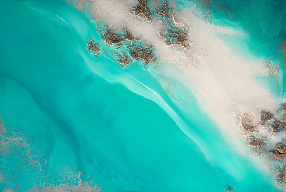 Vibrant Aqua - Rocky Shoreline by Petra Meikle de Vlas — canvas wall art
