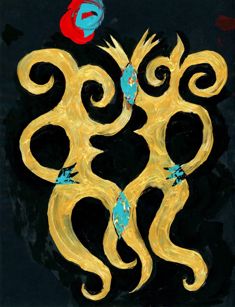 Intertwined Golden Forms by Kanat Ibragimov — canvas wall art