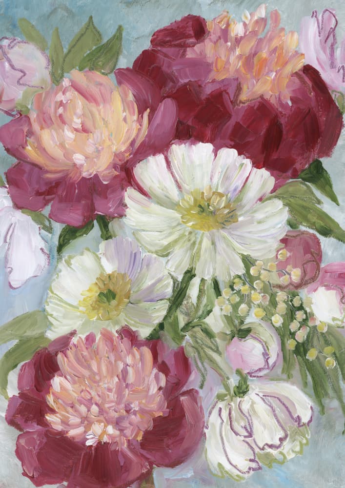 Vibrant Peony Bouquet by Rosana Laiz Blursbyai — canvas wall art