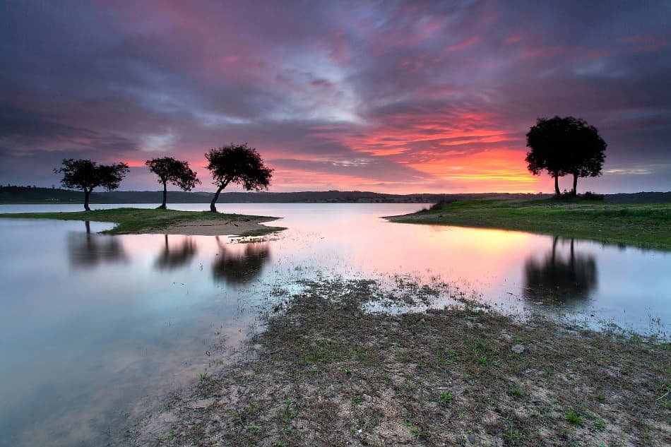 Dramatic Lake Sunset by Rui David — canvas wall art