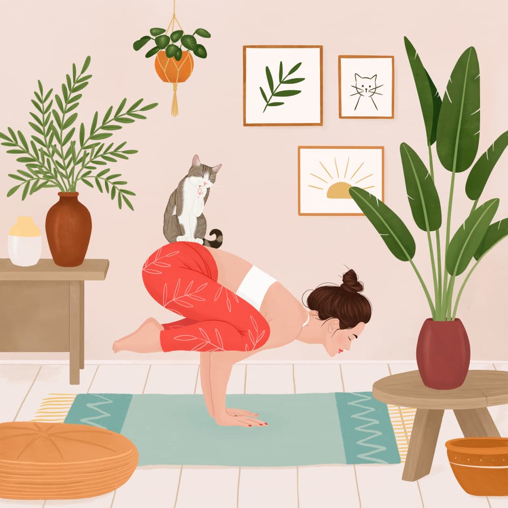 Peaceful Yoga Cat by Petra Holíková — canvas wall art