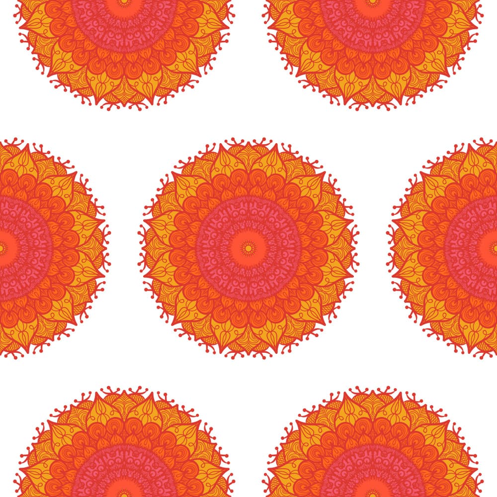 Orange Mandala Blooms by Marika Barsrsind — canvas wall art