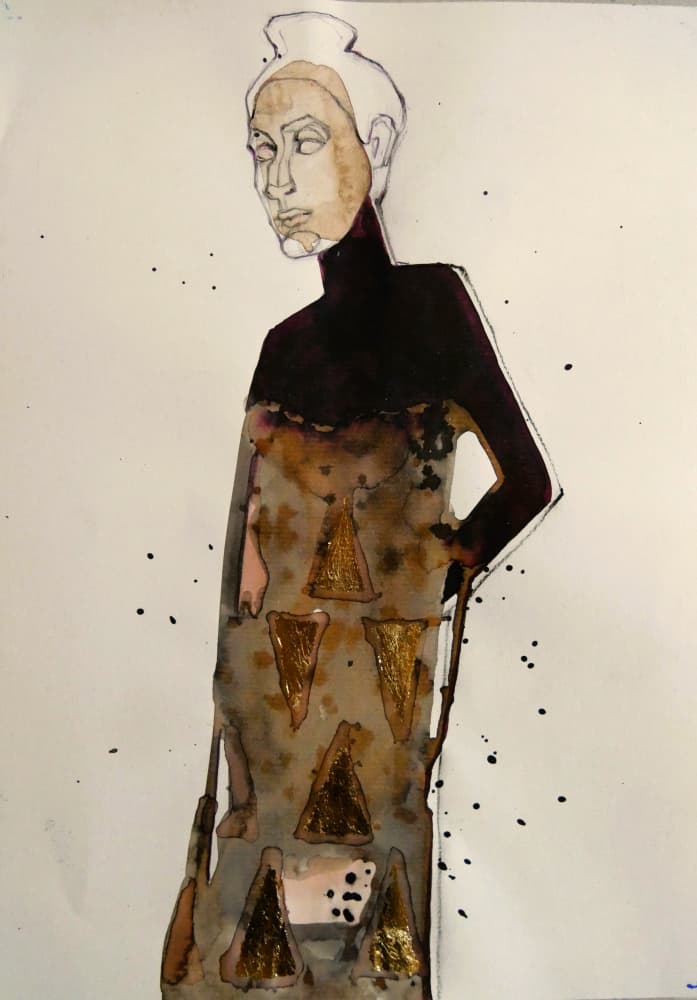 Elegant Golden Fashion Figure by Doris Schmitz — canvas wall art