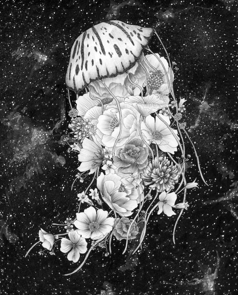 Celestial Jellyfish Blooms by EC Mazur — canvas wall art