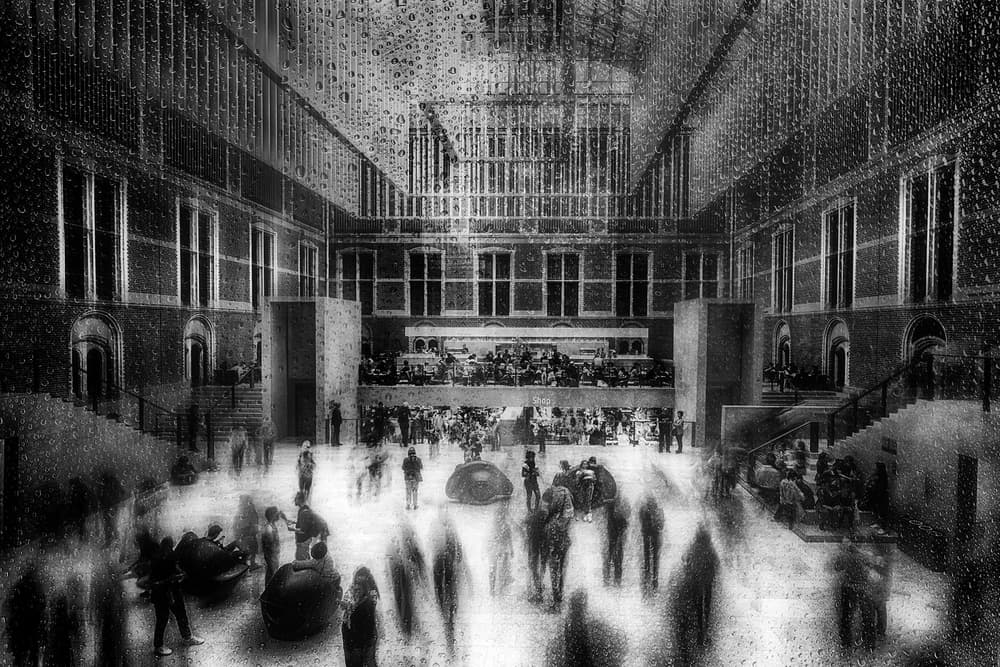 Blurred Museum Crowd by Fran Osuna — canvas wall art