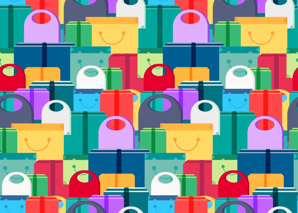 Colorful Gifts Pattern by Marika Barsrsind — canvas wall art