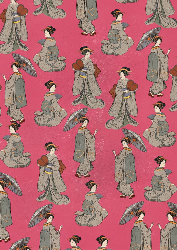 Elegant Japanese Kimono Pattern by Nicholas — canvas wall art
