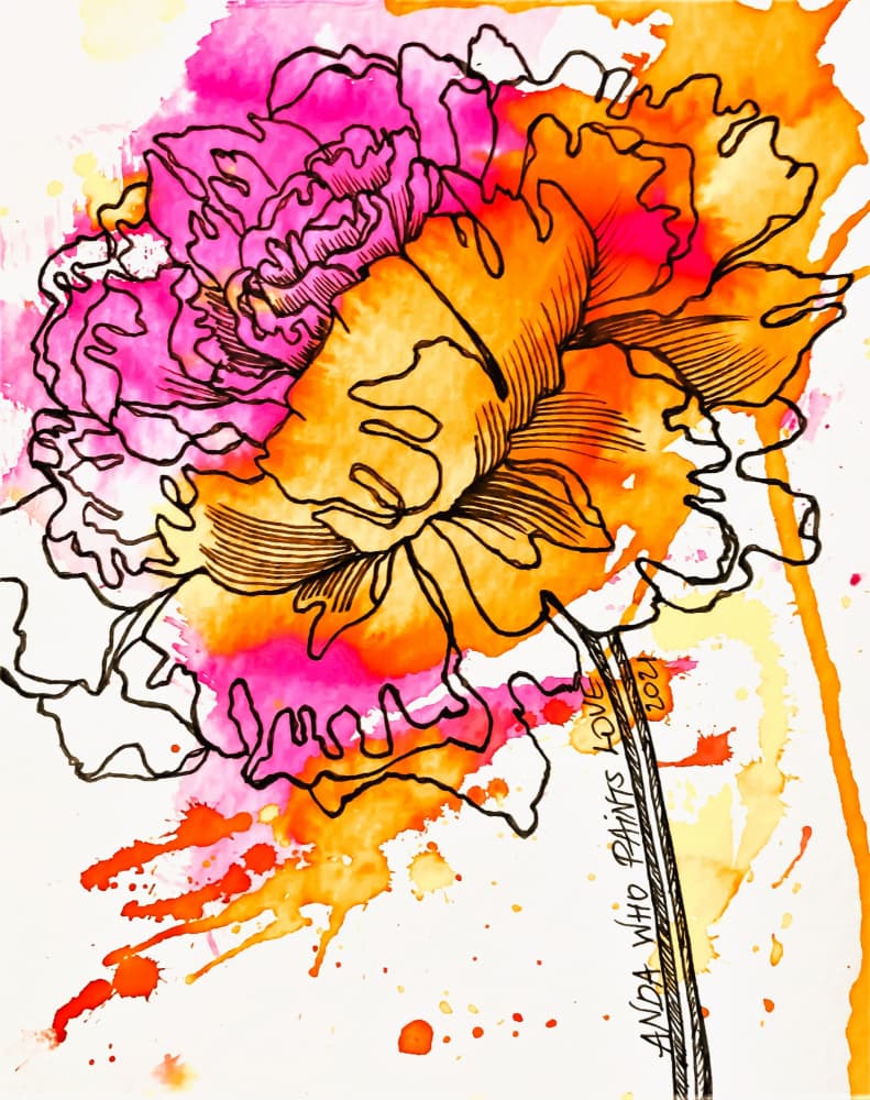 Vibrant Watercolor Bloom by Anda Bieza — canvas wall art