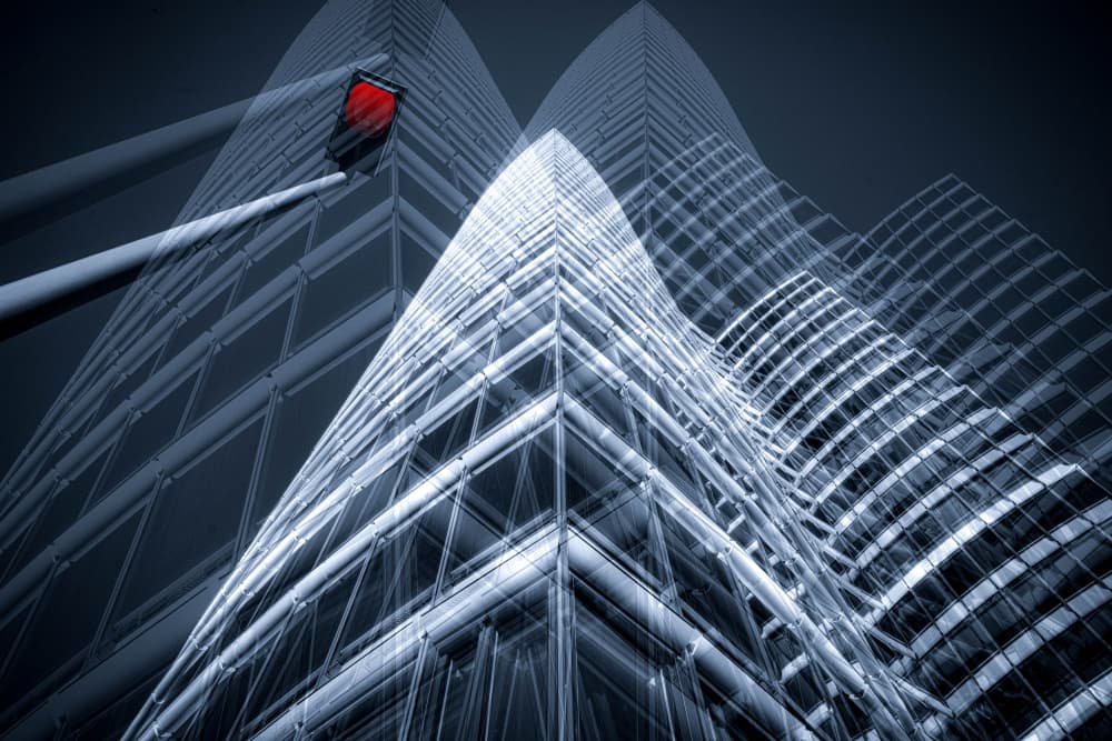 Modern City Red Light by Roland M Schwerdtfeger — canvas wall art