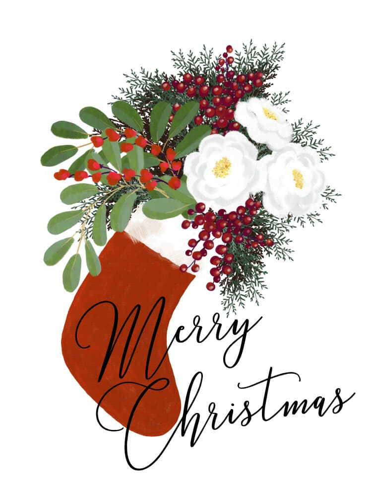 Merry Christmas Stocking by Rosana Laiz Blursbyai — canvas wall art