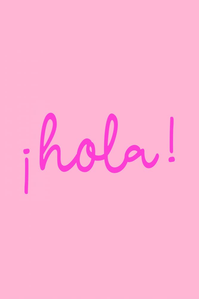 Hola Pink Greeting by Karen Menzenbach — canvas wall art