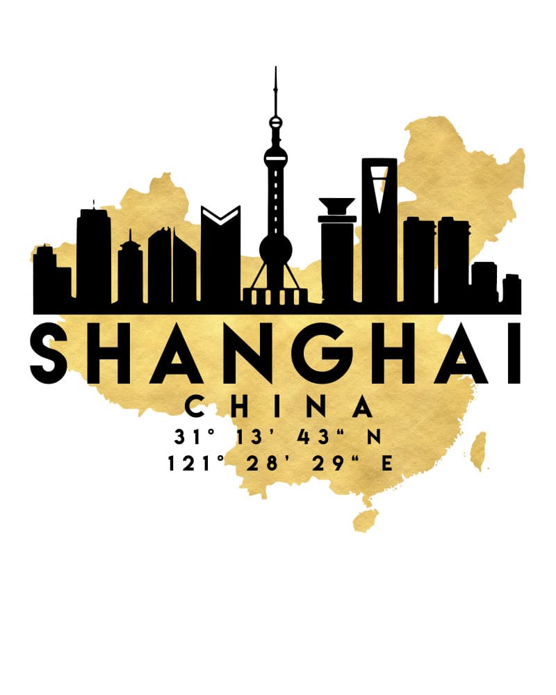 Shanghai Gold Skyline by Emiliano Deificus — canvas wall art